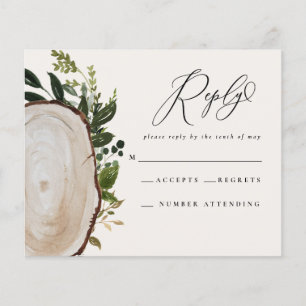 budget Rustic watercolor wedding reply RSVP card