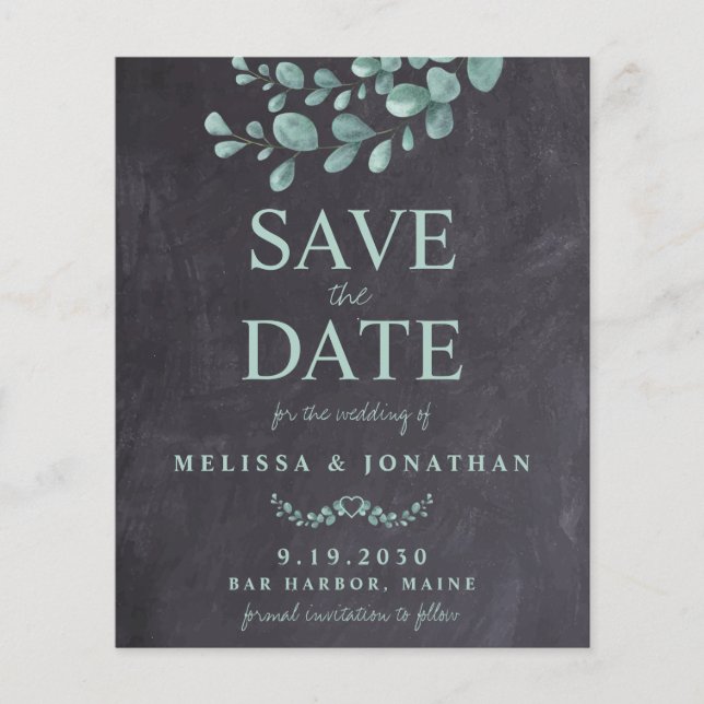 Budget Rustic Wedding Eucalyptus Save The Date (Front)