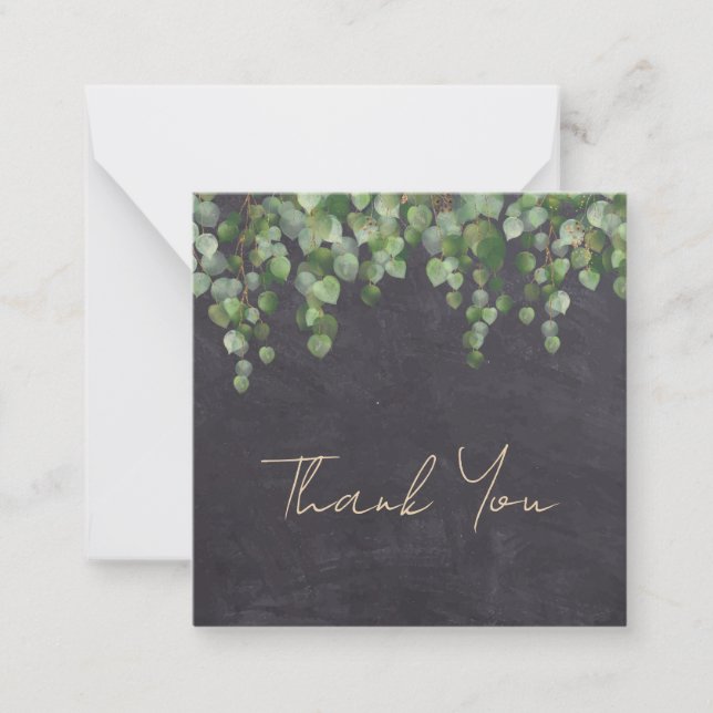 Budget Rustic Wedding Foliage Greenery Thank You Card (Front)