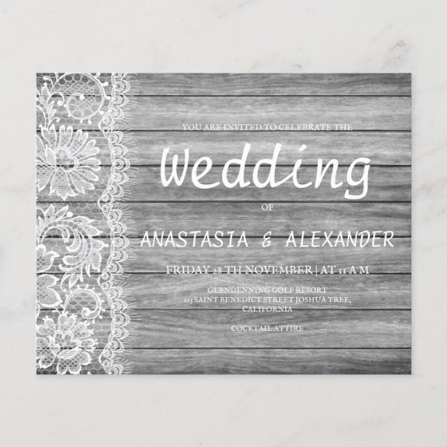 Budget rustic wedding invitation. flyer (Front)