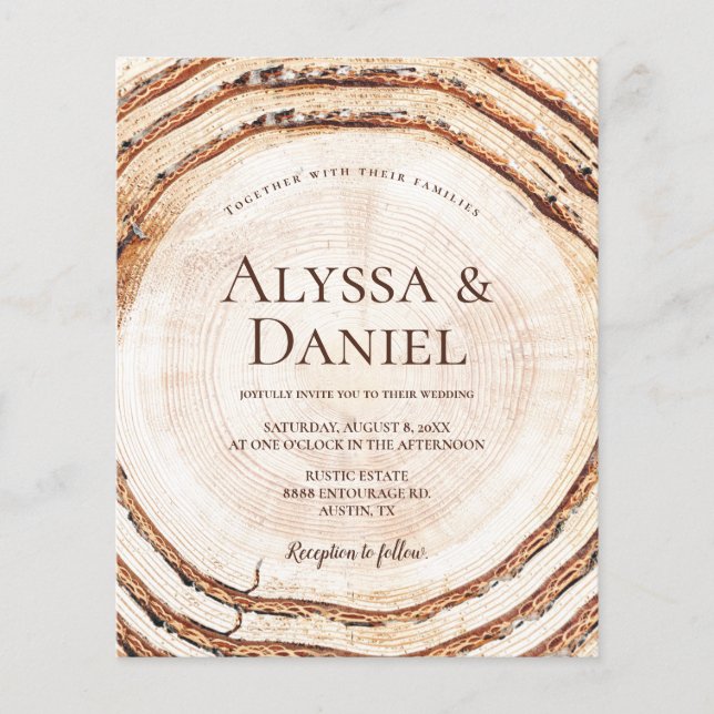 Budget Rustic Wedding Wood Cut Grain Custom (Front)