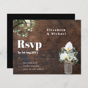 Budget Rustic White Calla Lily Wedding RSVP