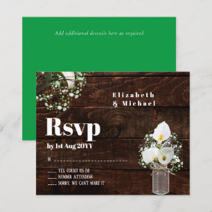 Budget Rustic White Calla Lily Wedding RSVP