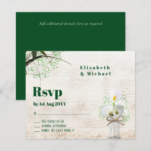 Budget Rustic White Calla Lily Wedding RSVP