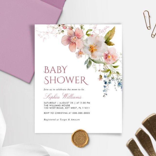 Budget Rustic Wildflowers Baby Shower Invitation (Creator Uploaded)
