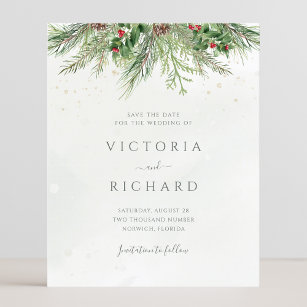 Budget Rustic Winter Greenery Save The Date