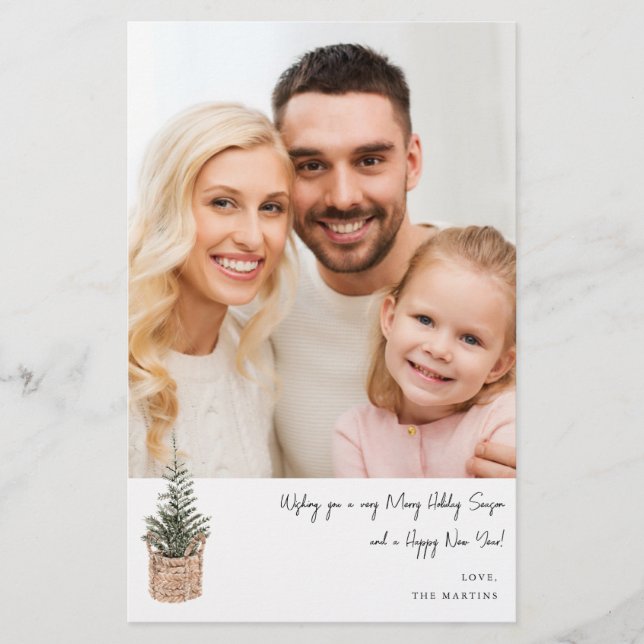 Budget Rustic Winter Tree V Note Photo Holiday MED Flyer (Front)