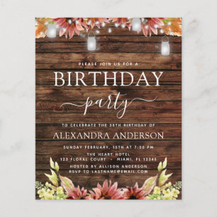 Budget Rustic Wood Autumn Sunflowers 30th Birthday