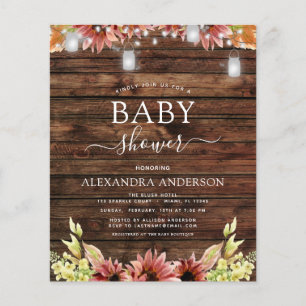 Budget Rustic Wood Autumn Sunflowers Baby Shower