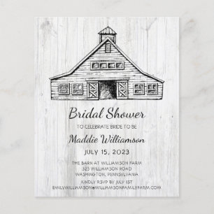 Budget Rustic Wood Barn Bridal Shower Invitation 