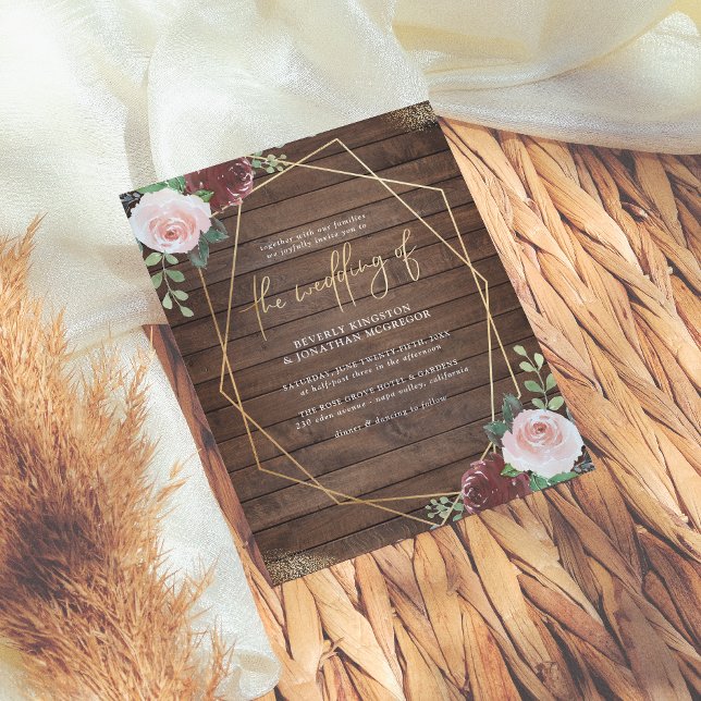 Budget Rustic Wood Burgundy & Geometric Wedding (Creator Uploaded)