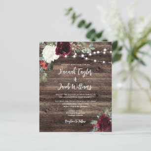 Budget Rustic Wood Christmas Wedding Invitation