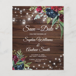 BUDGET Rustic Wood Floral Light Save The Date
