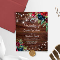 Budget Rustic Wood Floral Light Wedding Invitation