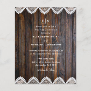 BUDGET Rustic Wood Lace Wedding Invitation