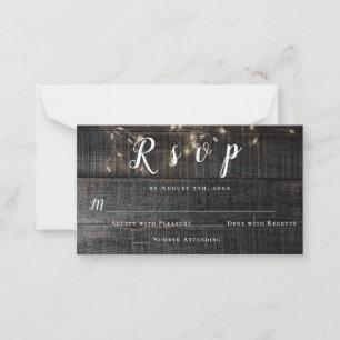 Budget Rustic Wood Lights Wedding RSVP Cards
