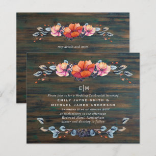 Budget Rustic Wood Orange  Wedding Invites