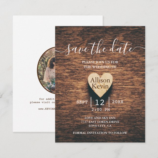Budget Rustic Wood Save The Date Fall Wedding  Card (Front/Back)
