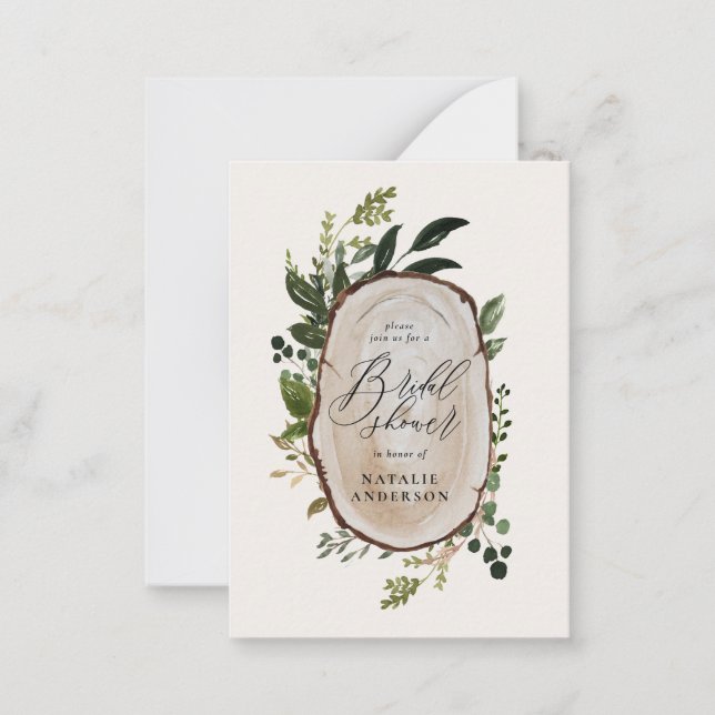 budget Rustic wood slice bridal shower invitation (Front)