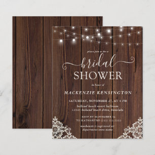 BUDGET Rustic Wood String Light Lace Bridal Shower
