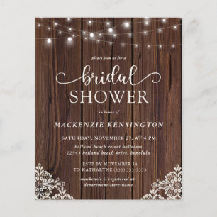 BUDGET Rustic Wood String Light Lace Bridal Shower