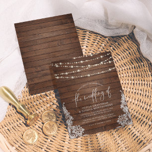 Budget Rustic Wood String Lights & Lace Wedding