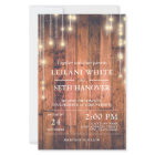 Budget Rustic Wood String Lights Wedding Invite