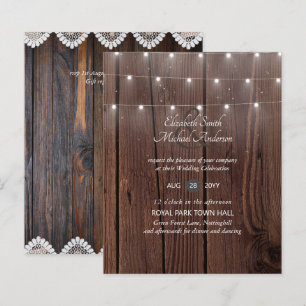 Budget RUSTIC Wood Wedding Invites n Envelopes