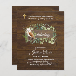 BUDGET Rustic Woodland Christening Invite Baptism 