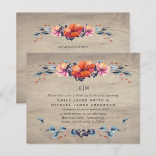 Budget Rustic Woodland Orange Wedding Invites