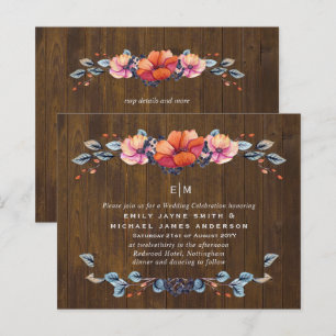 Budget Rustic Woodland Orange Wedding Invites