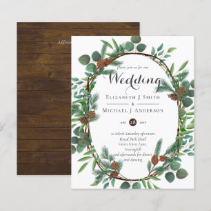 Budget Rustic Woodland Wreath Wedding Invites