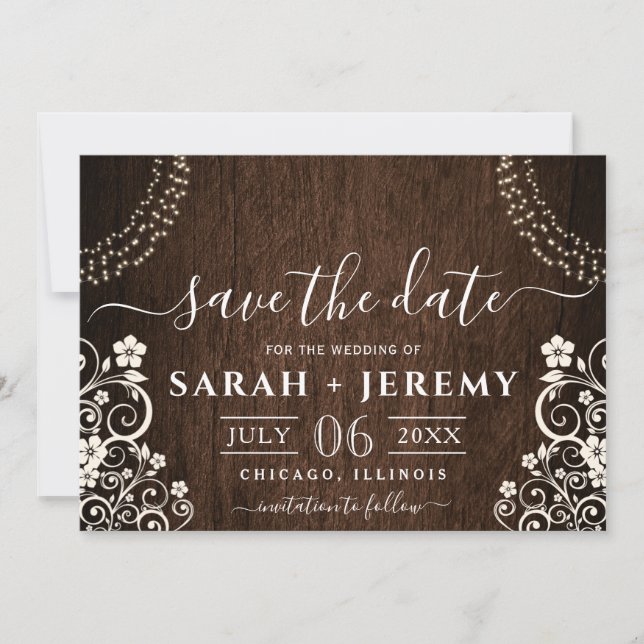Budget Rustic Woodsy Light Wedding Save the Date (Front)