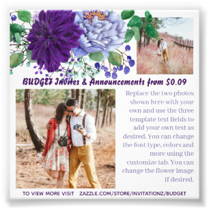 BUDGET Rustique BLUE Fleurs Modèle de texte photo