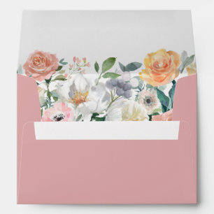Budget Rusty Rose Watercolor Floral 5x7 Envelope