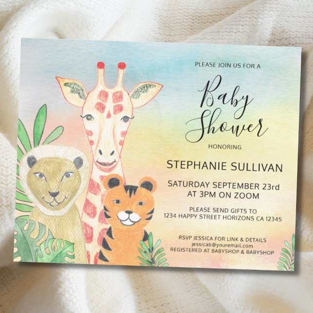 Budget Safari Animals Baby Shower Invitation (Creator Uploaded)