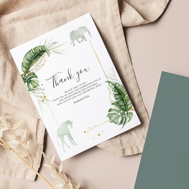 Budget Safari Animaux Baby shower Carte de remerci (Créateur téléchargé)