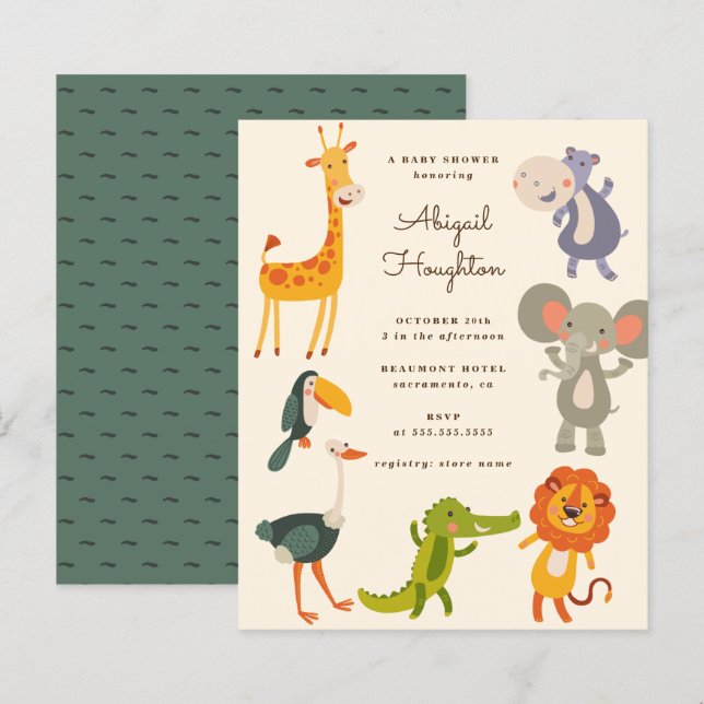 Budget Safari Jungle Animal Themed Baby Shower (Front/Back)