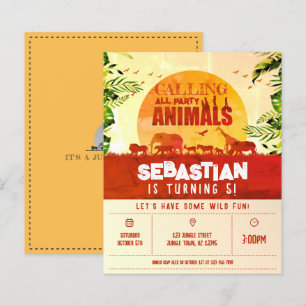 Budget Safari Jungle Wild Animal Birthday Invite