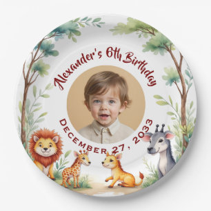 Budget Safari Photo Plate, Kids Birthday Party Paper Plate