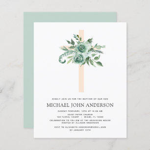 Budget Sage Eucalyptus Baptism Greenery Invitation