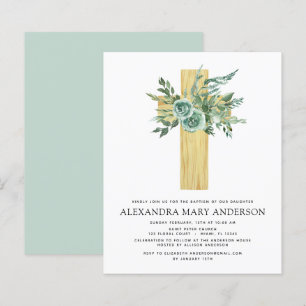 Budget Sage Eucalyptus Baptism Greenery Invitation