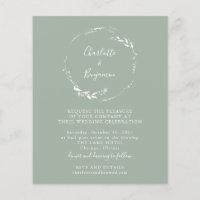 Budget Sage Floral Wreath Script Wedding Invite
