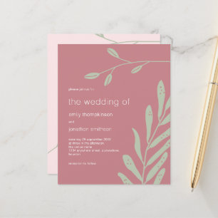 Budget Sage Foliage Dusty Rose Wedding Invitation