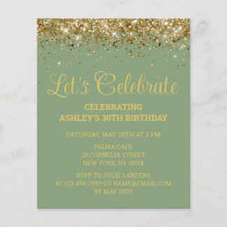 Budget Sage Green 30th Birthday Party Invitation