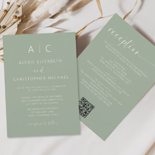 Budget Sage Green All In One Wedding QR Code