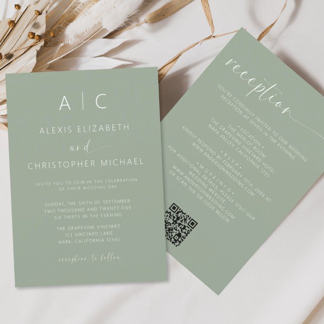 Budget Sage Green All In One Wedding QR Code (Creator Uploaded)
