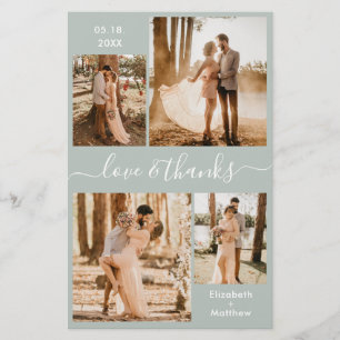 Budget Sage Green Collage Wedding Thank You Flyer