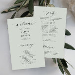 Budget sage green elegant wedding program<br><div class="desc">Modern simple minimalist typography trendy sage green ceremony and party BUDGET affordable wedding program template featuring a chic trendy calligraphy script.              Easy to personalize with your custom text on both sides!</div>