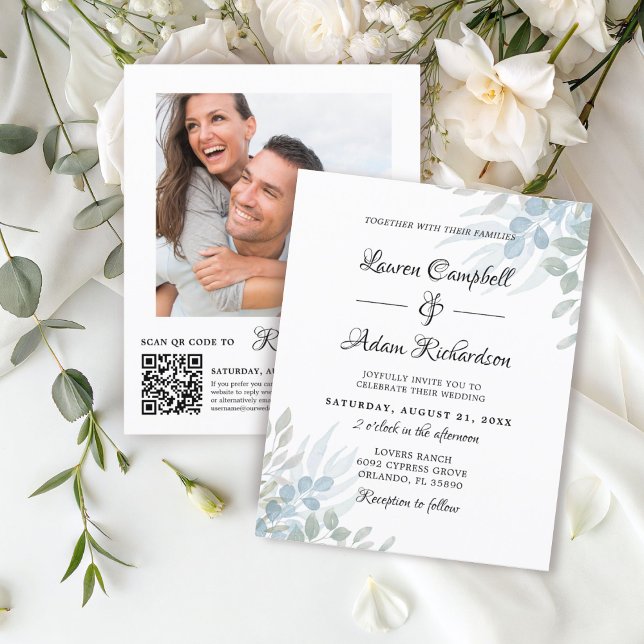 Budget Sage Green Eucalyptus Wedding Invitation (Creator Uploaded)